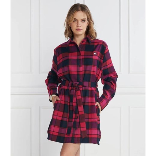 Sukienka Tommy Jeans z długim rękawem koszulowa mini casualowa