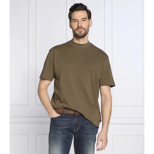 T-shirt męski brązowy BOSS HUGO na wiosnę