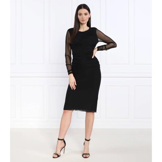 Sukienka DKNY midi z okrągłym dekoltem 