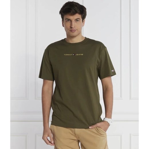 Tommy Jeans t-shirt męski zielony z bawełny 