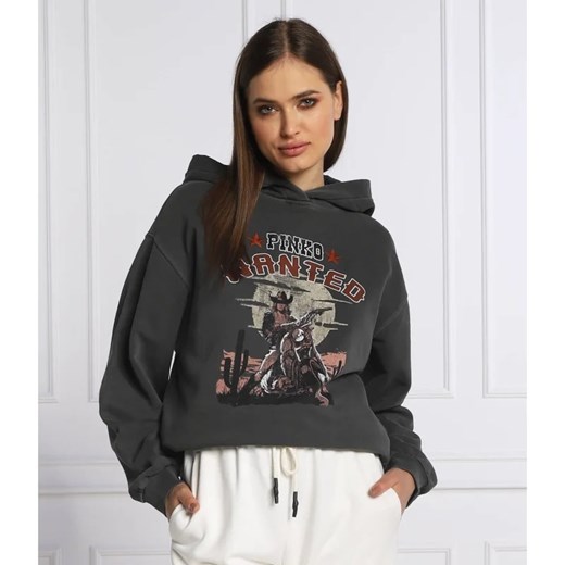 Bluza damska Pinko czarna z nadrukami z bawełny w stylu młodzieżowym
