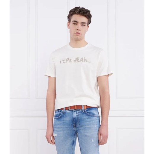 Biały t-shirt męski Pepe Jeans z krótkim rękawem 