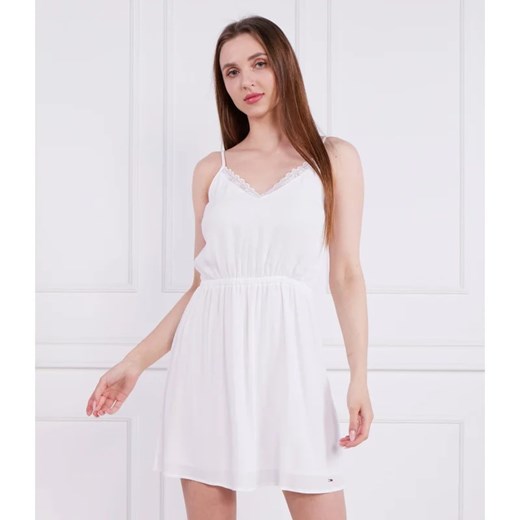 Sukienka Tommy Jeans mini z dekoltem w serek letnia na ramiączkach