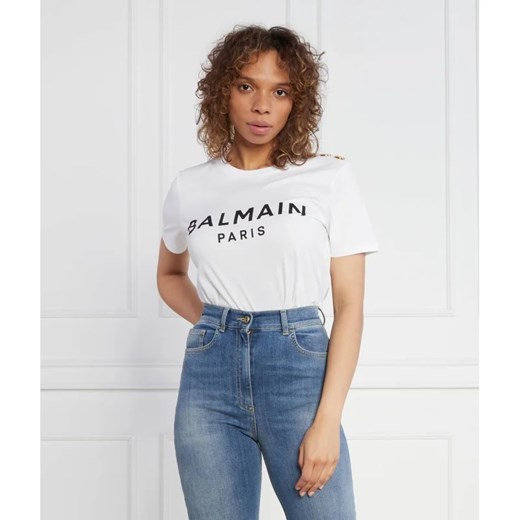 Balmain T-shirt PRINTED | Regular Fit ze sklepu Gomez Fashion Store w kategorii Bluzki damskie - zdjęcie 163983750