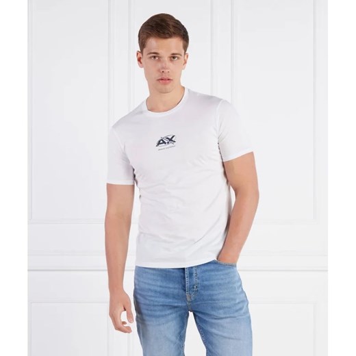 T-shirt męski biały Armani Exchange z krótkim rękawem bawełniany młodzieżowy