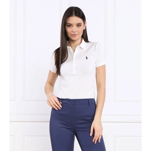 Bluzka damska biała Polo Ralph Lauren z okrągłym dekoltem na wiosnę casualowa