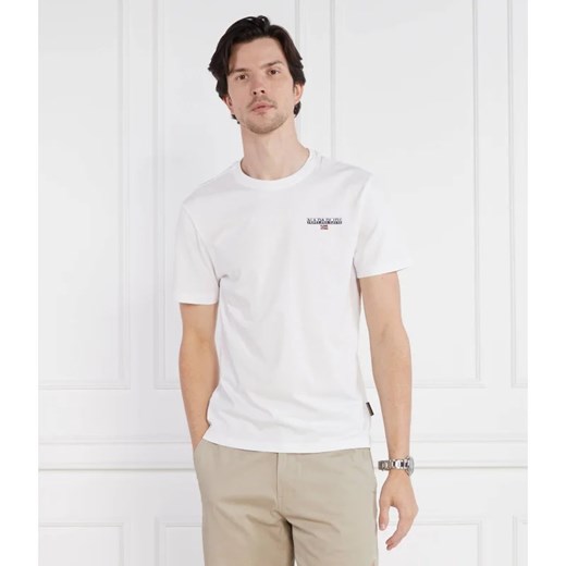 T-shirt męski Napapijri biały z krótkim rękawem
