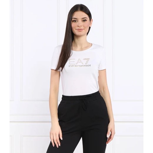 Bluzka damska biała Emporio Armani z okrągłym dekoltem