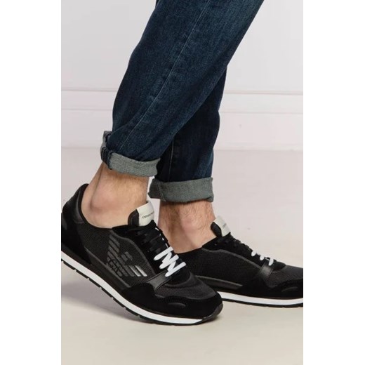 Buty sportowe męskie czarne Emporio Armani sznurowane jesienne z tkaniny