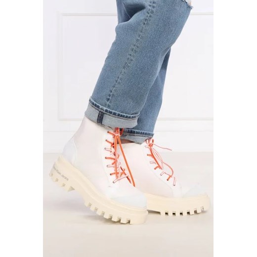 CALVIN KLEIN JEANS Botki TOOTHY COMBAT BOOT SOFTNY | z dodatkiem skóry 39 promocyjna cena Gomez Fashion Store