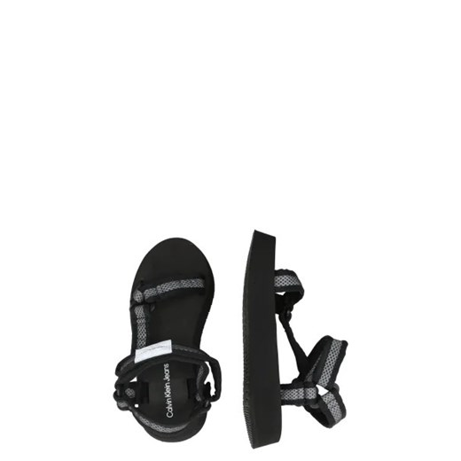 Sandały damskie Calvin Klein casualowe letnie na platformie czarne z tkaniny 