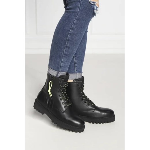 Workery damskie Pepe Jeans tkaninowe zimowe casualowe sznurowane