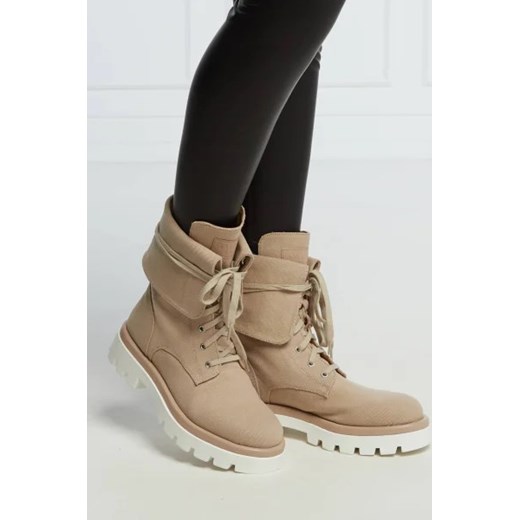 Workery damskie Twinset brązowe casual z tkaniny sznurowane 