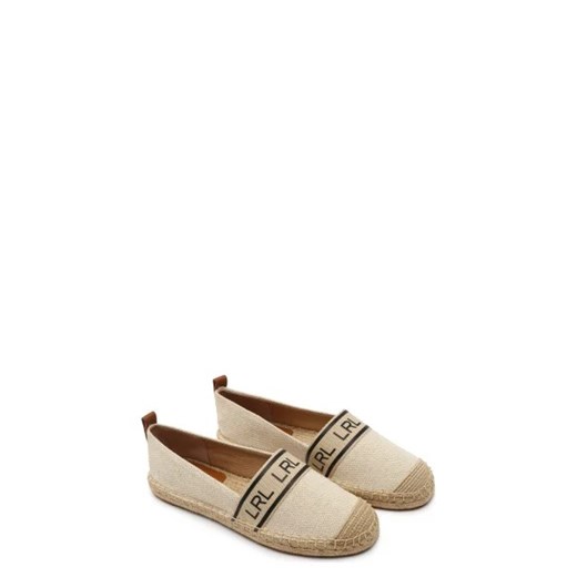 Espadryle damskie beżowe Ralph Lauren skórzane casual na lato