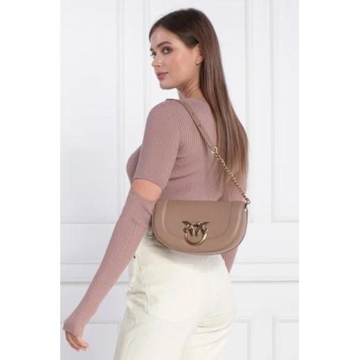 Pinko Skórzana torebka na ramię ROUND CLICK MINI VITELLO MORBI Pinko Uniwersalny Gomez Fashion Store
