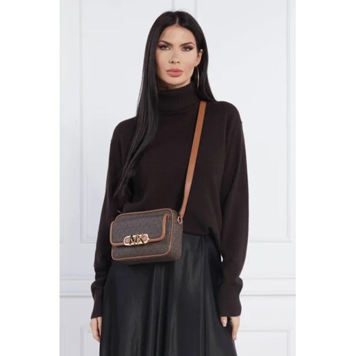 Brązowa kopertówka Michael Kors ze skóry ekologicznej elegancka na ramię matowa 