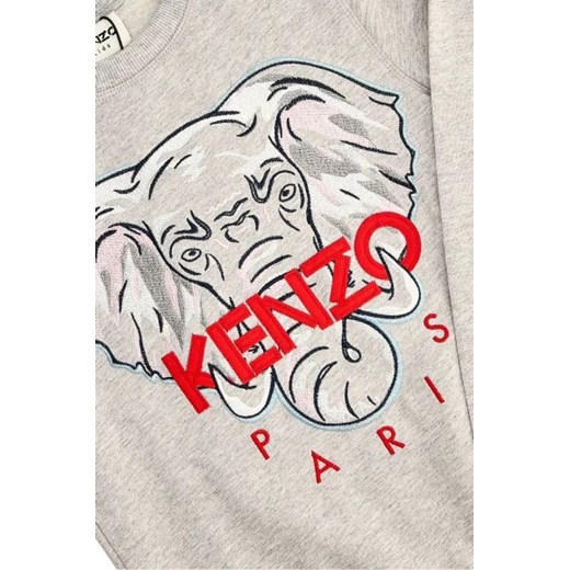 Bluza dziewczęca Kenzo Kids szara w nadruki bawełniana