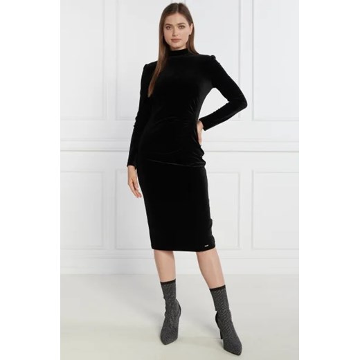 Sukienka czarna Armani Exchange z długimi rękawami midi jesienna