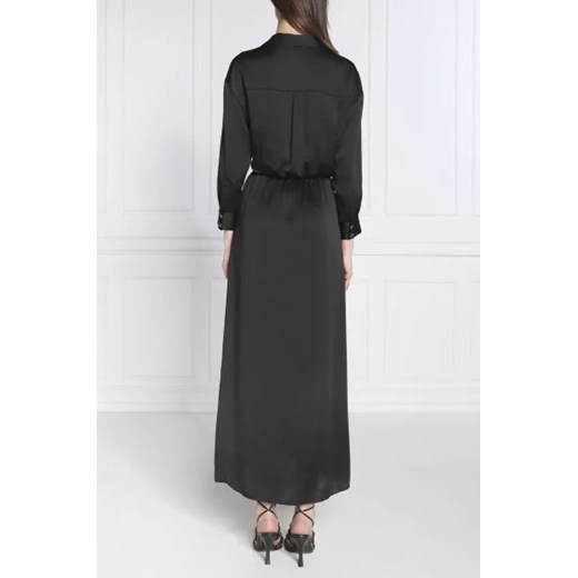 Sukienka Pinko czarna maxi w serek z długim rękawem casual