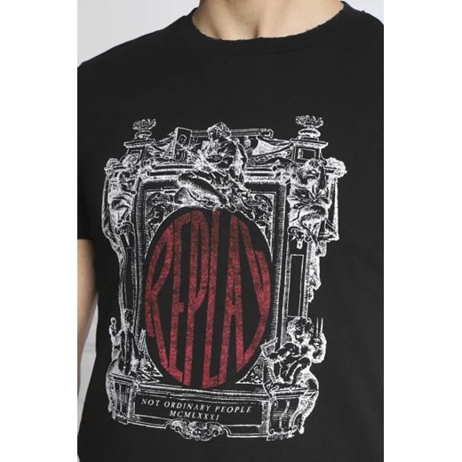 Czarny t-shirt męski Replay