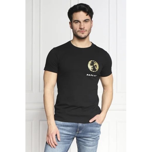 T-shirt męski Replay czarny z bawełny z krótkim rękawem