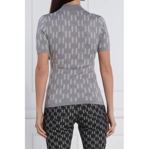 Karl Lagerfeld Bluzka Monogram | Slim Fit | z dodatkiem wełny Karl Lagerfeld XS promocja Gomez Fashion Store