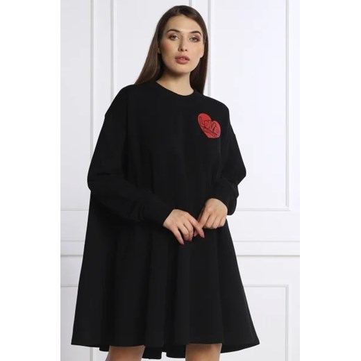 Sukienka Love Moschino czarna z okrągłym dekoltem