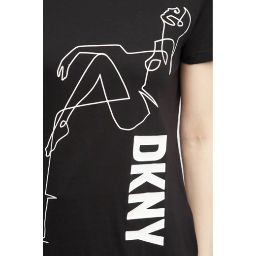 Bluzka damska DKNY z krótkim rękawem czarna z okrągłym dekoltem 