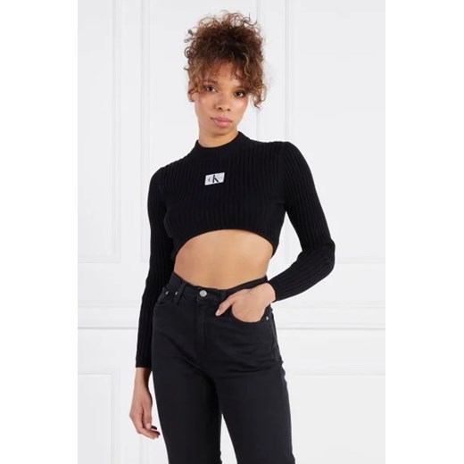 Sweter damski Calvin Klein z okrągłym dekoltem bawełniany