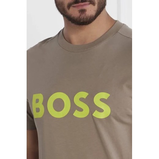 T-shirt męski BOSS HUGO z bawełny zielony z krótkimi rękawami