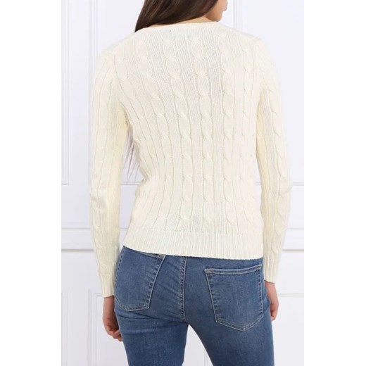 Sweter damski beżowy Polo Ralph Lauren z dekoltem w literę v