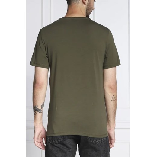 T-shirt męski zielony Guess z krótkim rękawem z napisami