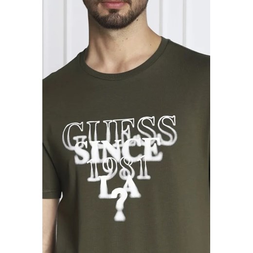 Guess t-shirt męski zielony z napisami