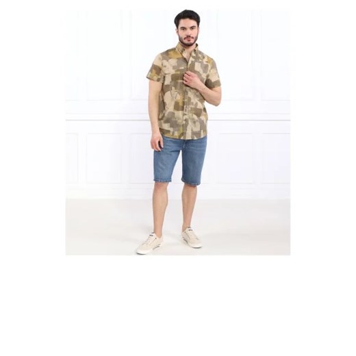 Guess koszula męska z bawełny z klasycznym kołnierzykiem casual z krótkimi rękawami 