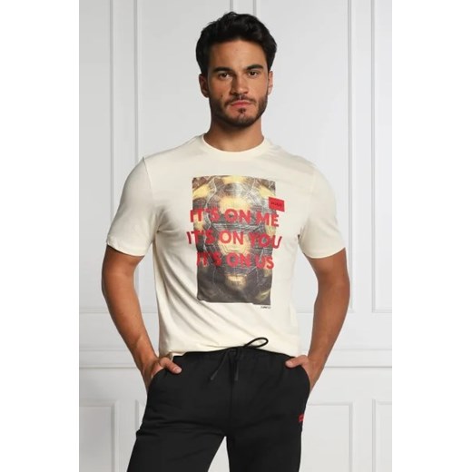 T-shirt męski Hugo Boss z nadrukami beżowy 
