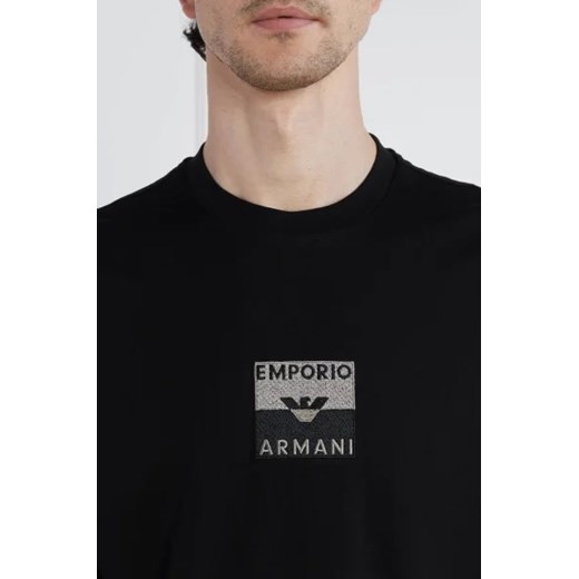 T-shirt męski Emporio Armani z napisami z krótkimi rękawami bawełniany
