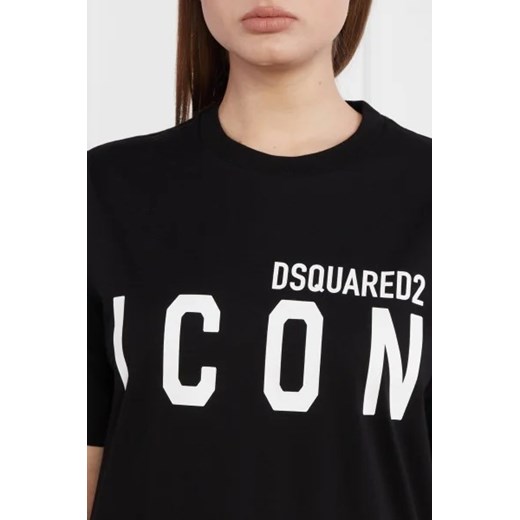 Bluzka damska Dsquared2 czarna z okrągłym dekoltem