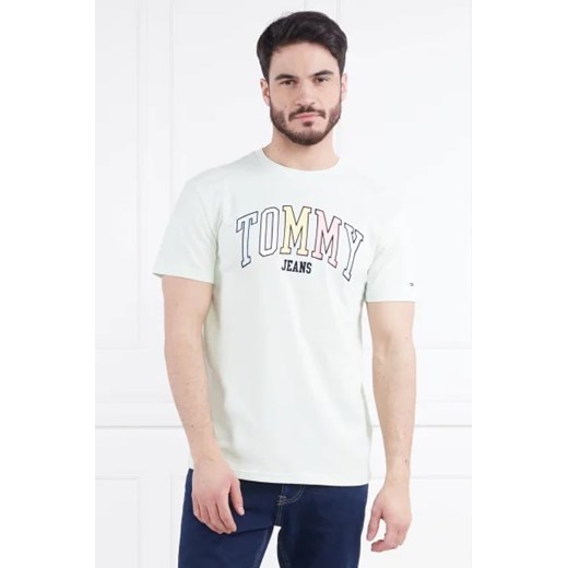 T-shirt męski biały Tommy Jeans z krótkimi rękawami z napisem 
