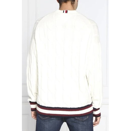 Tommy Hilfiger Wełniany sweter MONOGRAM CABLE CRICKET | Oversize fit Tommy Hilfiger XL wyprzedaż Gomez Fashion Store
