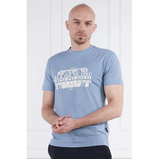 T-shirt męski Napapijri z napisami z krótkimi rękawami