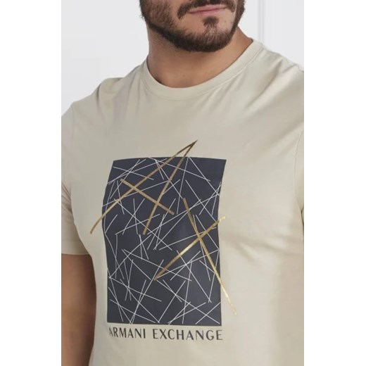Beżowy t-shirt męski Armani Exchange z krótkim rękawem 