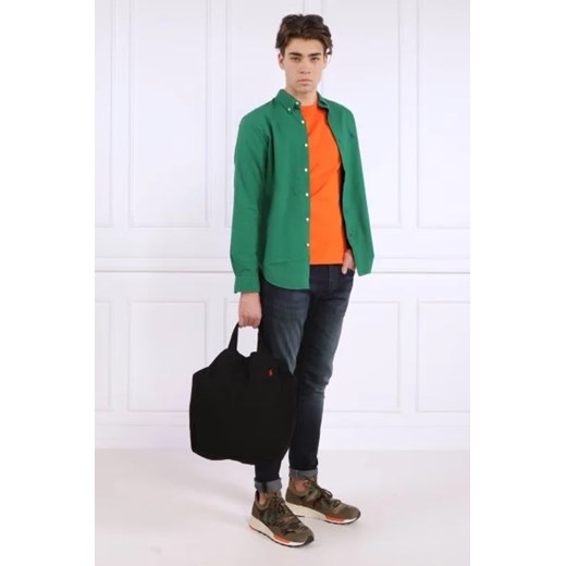 Koszula męska Polo Ralph Lauren zielona bawełniana z kołnierzykiem button down 