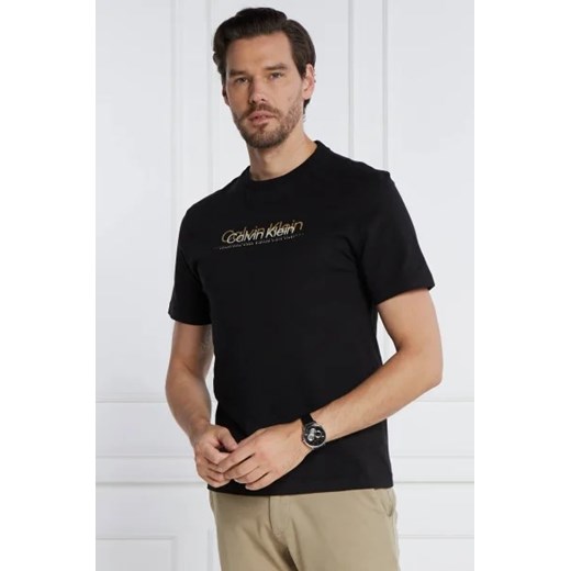 T-shirt męski Calvin Klein czarny z krótkim rękawem na wiosnę 