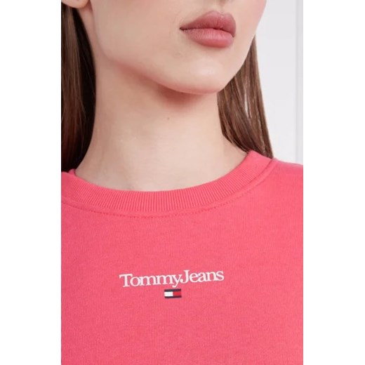 Bluza damska Tommy Jeans z napisami różowa bawełniana