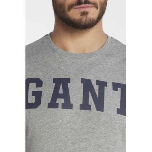 T-shirt męski szary Gant z krótkim rękawem na wiosnę 