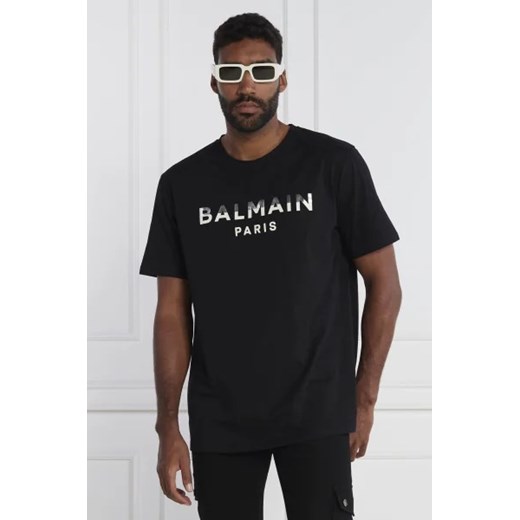 Czarny t-shirt męski BALMAIN z krótkim rękawem 