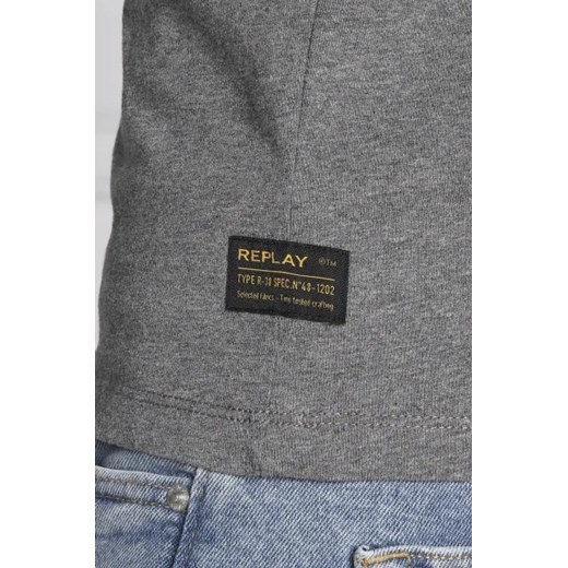 Szary t-shirt męski Replay z krótkimi rękawami