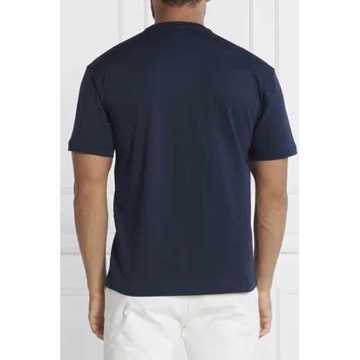 T-shirt męski Emporio Armani z krótkim rękawem granatowy bawełniany z napisami