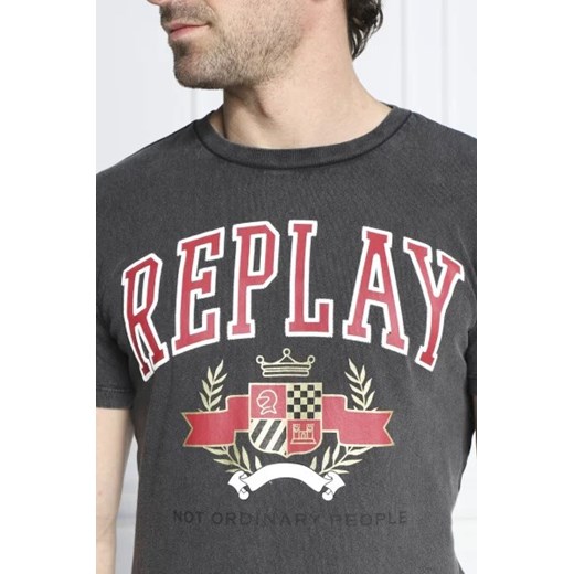 T-shirt męski szary Replay z krótkim rękawem