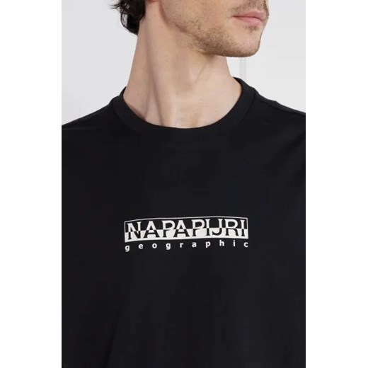 T-shirt męski czarny Napapijri z krótkim rękawem
